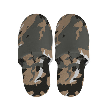 Brown And Black Camouflage Print Slippers