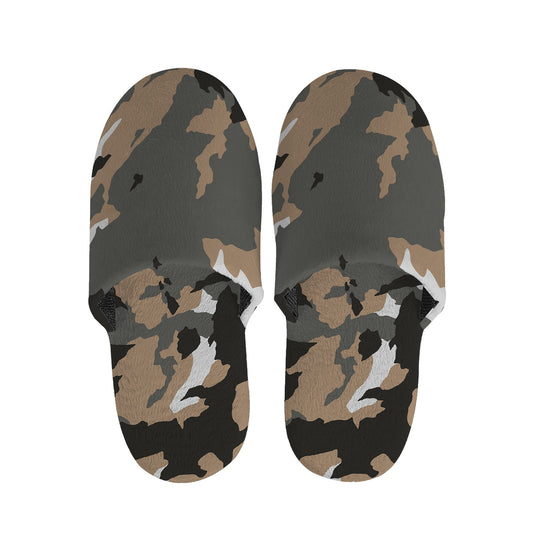 Brown And Black Camouflage Print Slippers