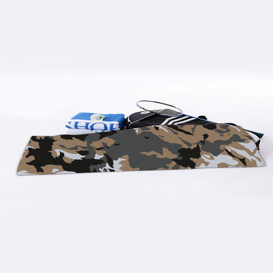 Brown And Black Camouflage Print Sports Towel