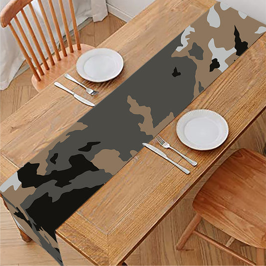 Brown And Black Camouflage Print Table Runner