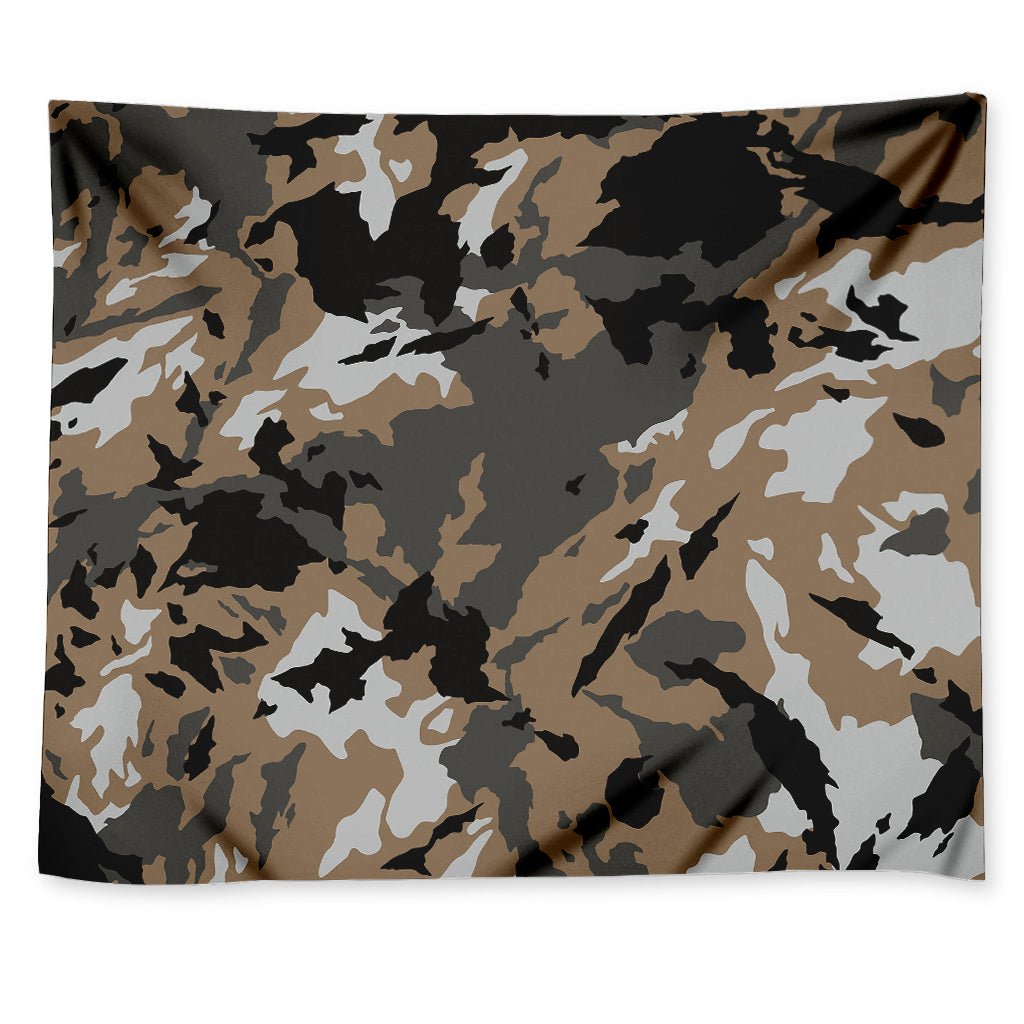 Brown And Black Camouflage Print Tapestry