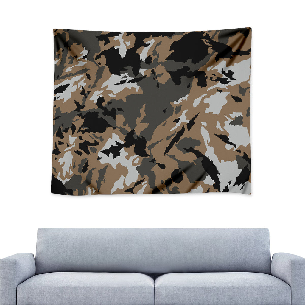 Brown And Black Camouflage Print Tapestry