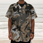 Brown And Black Camouflage Print Textured Short Sleeve Shirt