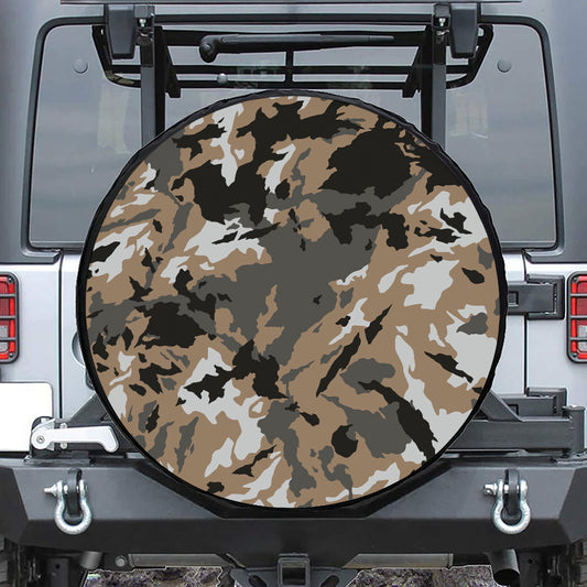 Brown And Black Camouflage Print Tire Cover