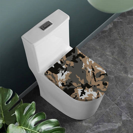 Brown And Black Camouflage Print Toilet Lid Cover