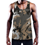 Brown And Black Camouflage Print Training Tank Top