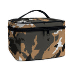 Brown And Black Camouflage Print Travel Makeup Bag