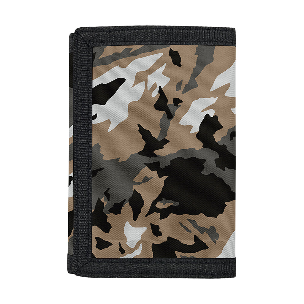 Brown And Black Camouflage Print Trifold Wallet
