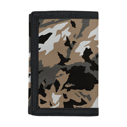 Brown And Black Camouflage Print Trifold Wallet
