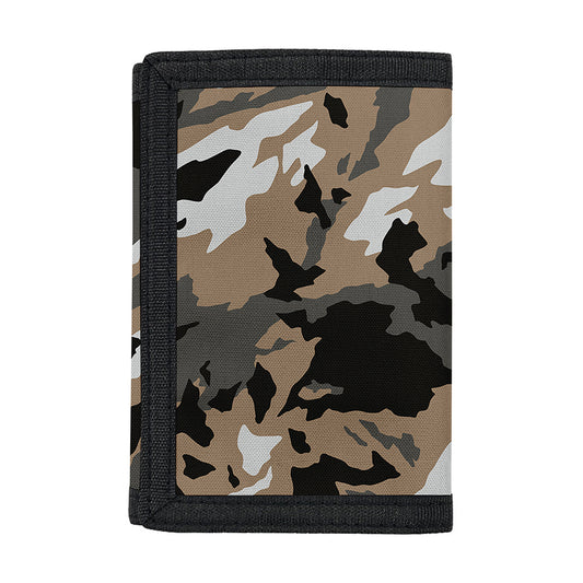Brown And Black Camouflage Print Trifold Wallet
