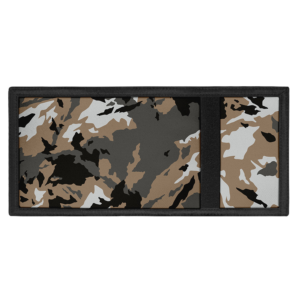 Brown And Black Camouflage Print Trifold Wallet