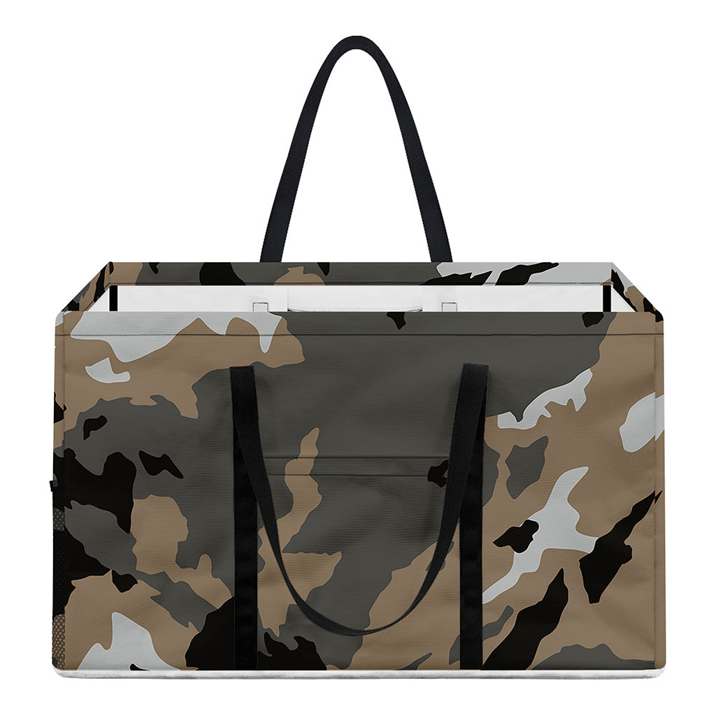 Brown And Black Camouflage Print Utility Tote Bag