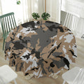 Brown And Black Camouflage Print Waterproof Round Tablecloth