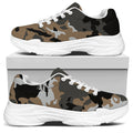 Brown And Black Camouflage Print White Chunky Shoes