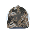 Brown And Black Camouflage Print White Mesh Trucker Hat