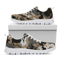 Brown And Black Camouflage Print White Running Shoes