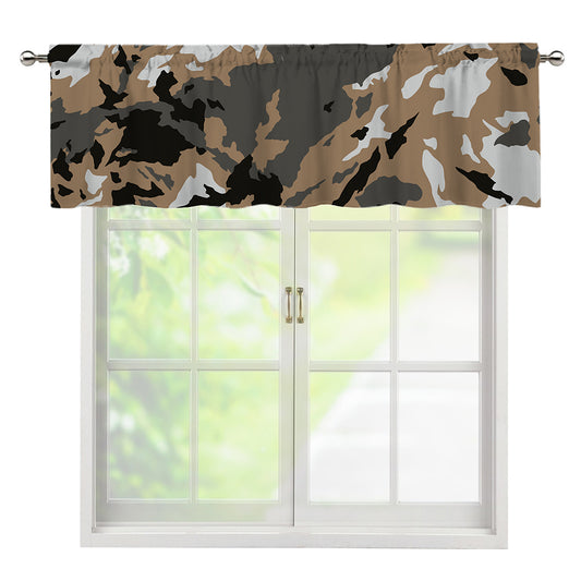 Brown And Black Camouflage Print Window Valance