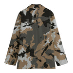 Brown And Black Camouflage Print Women's Blazer