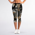 Brown And Black Camouflage Print Women's Capri Leggings