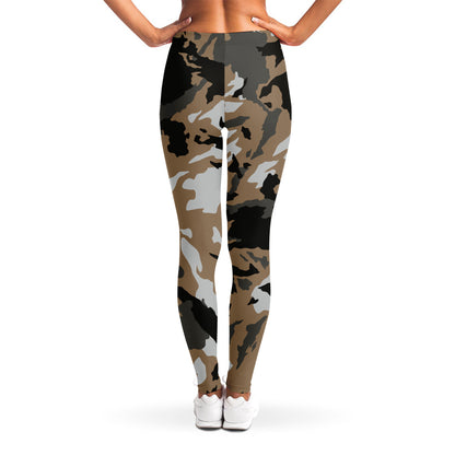 Brown And Black Camouflage Print Women's Leggings