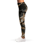 Brown And Black Camouflage Print Women's Leggings