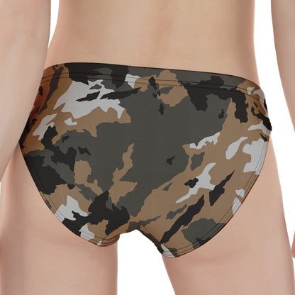 Brown And Black Camouflage Print Women's Panties