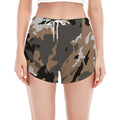 Brown And Black Camouflage Print Women's Split Running Shorts