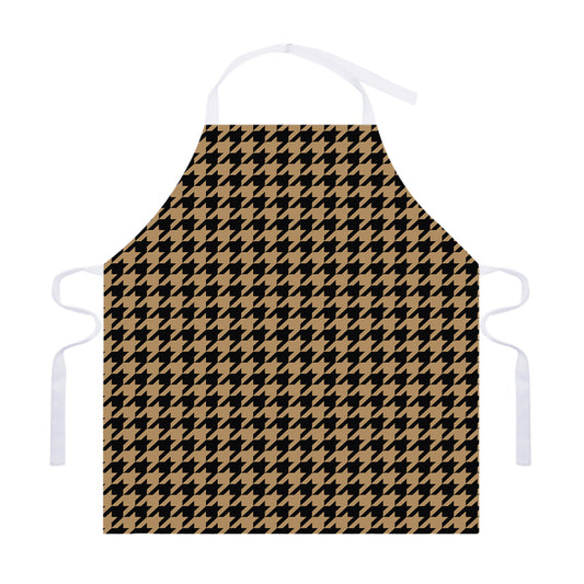 Brown And Black Houndstooth Print Adjustable Apron
