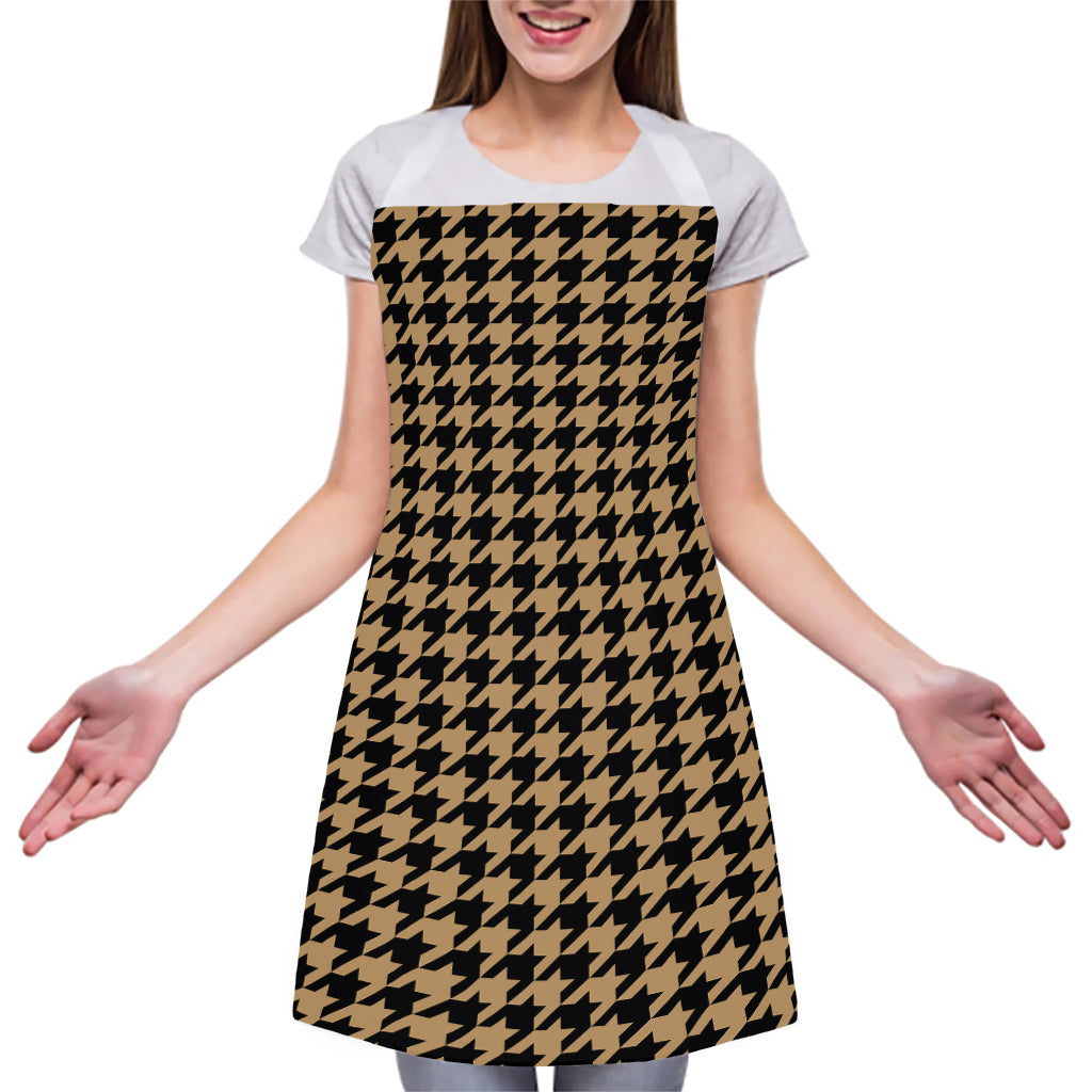 Brown And Black Houndstooth Print Adjustable Apron
