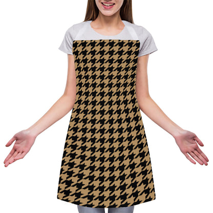 Brown And Black Houndstooth Print Adjustable Apron