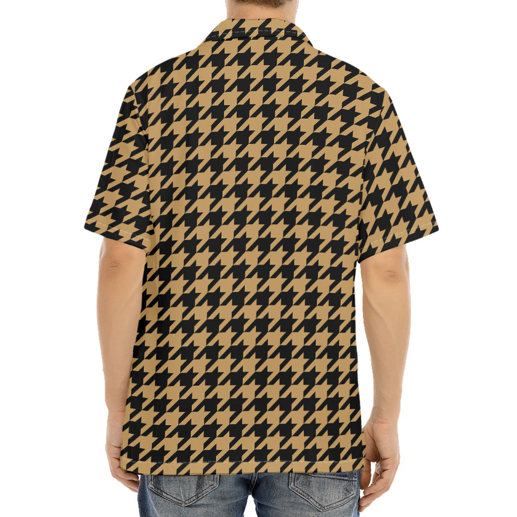 Brown And Black Houndstooth Print Aloha Shirt
