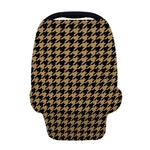 Brown And Black Houndstooth Print Baby Seat Cover