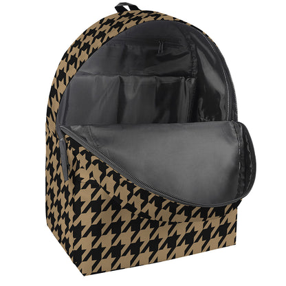 Brown And Black Houndstooth Print Backpack
