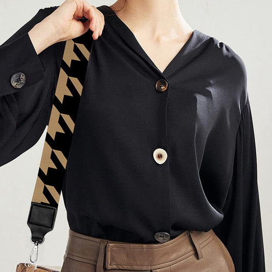 Brown And Black Houndstooth Print Bag Strap