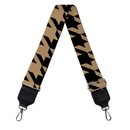 Brown And Black Houndstooth Print Bag Strap