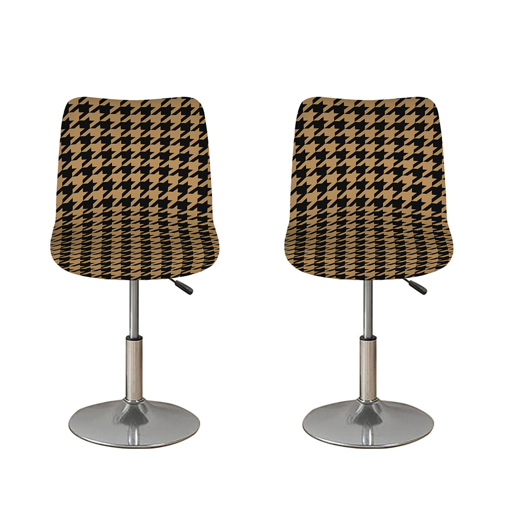 Brown And Black Houndstooth Print Bar Stool Covers