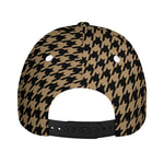 Brown And Black Houndstooth Print Baseball Cap
