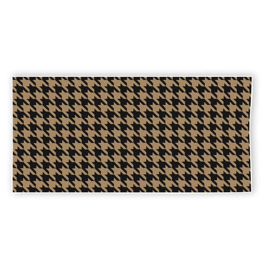 Brown And Black Houndstooth Print Beach Towel