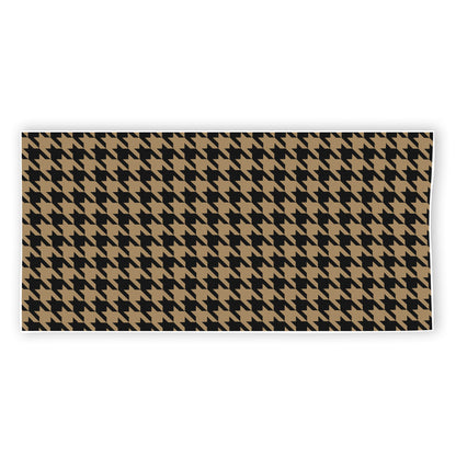 Brown And Black Houndstooth Print Beach Towel