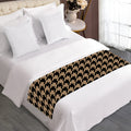 Brown And Black Houndstooth Print Bed Runner