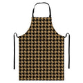 Brown And Black Houndstooth Print Bib Apron With Pocket