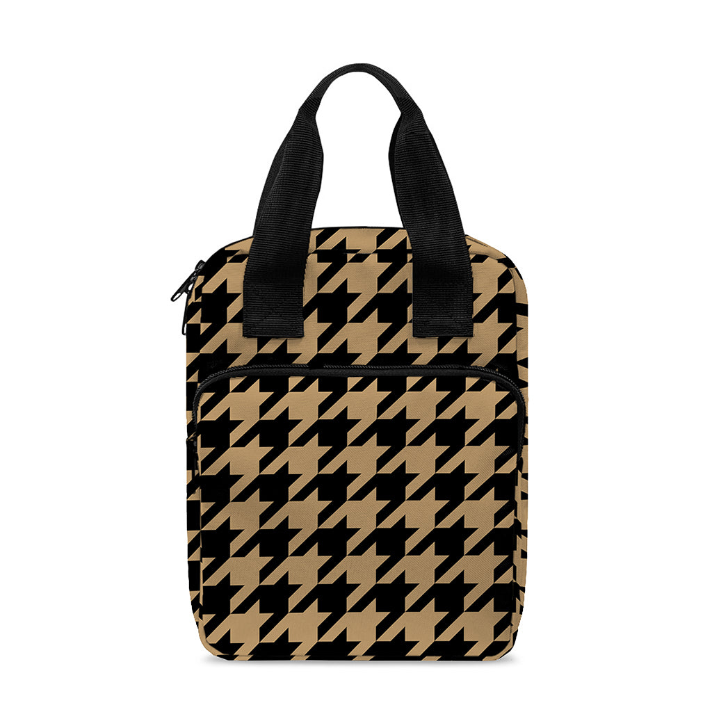 Brown And Black Houndstooth Print Bible Tote Bag