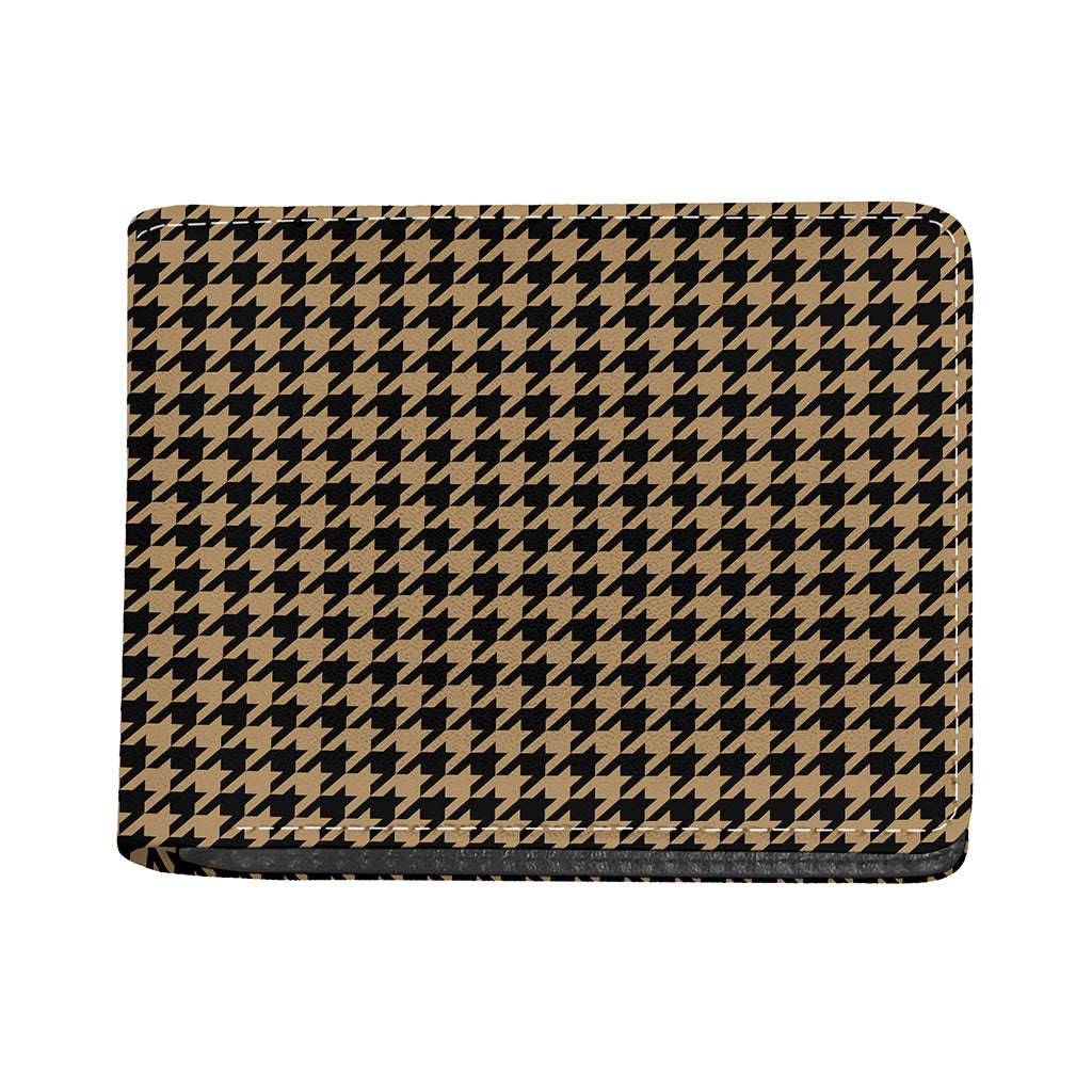 Brown And Black Houndstooth Print Bifold Wallet