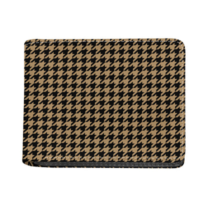 Brown And Black Houndstooth Print Bifold Wallet