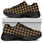 Brown And Black Houndstooth Print Black Chunky Shoes
