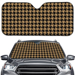 Brown And Black Houndstooth Print Car Windshield Sun Shade