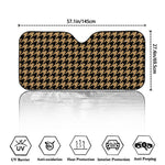 Brown And Black Houndstooth Print Car Windshield Sun Shade