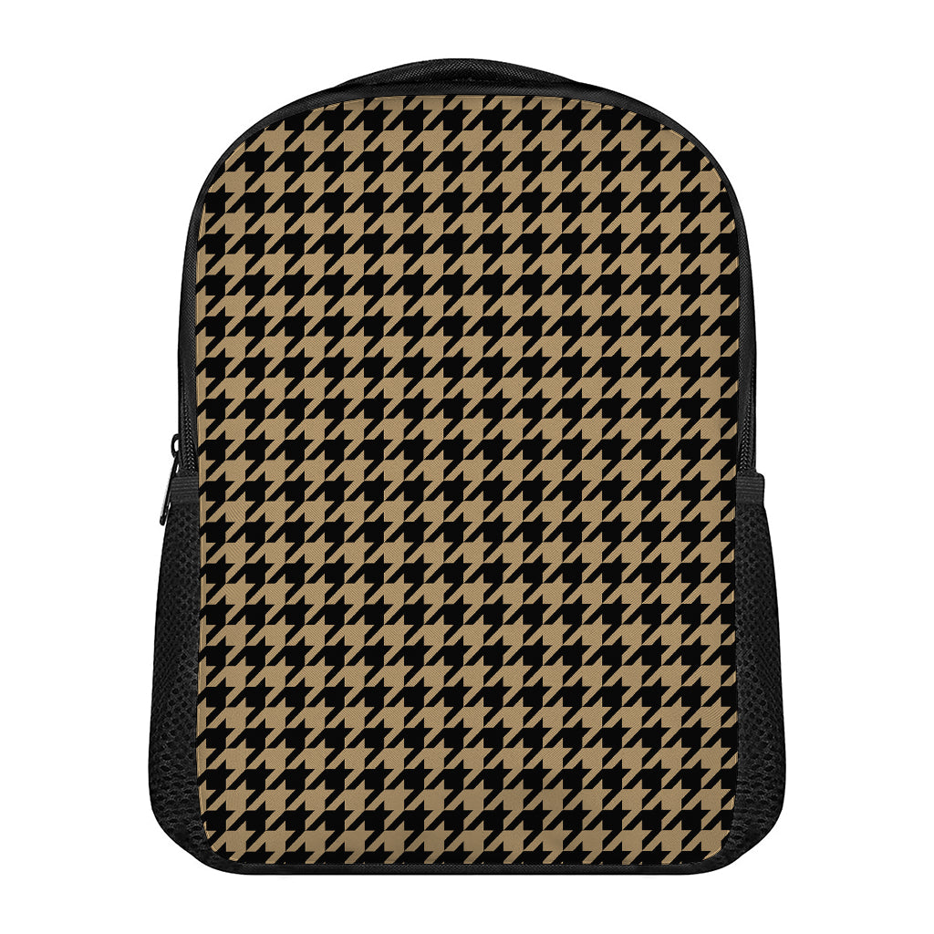 Brown And Black Houndstooth Print Casual Backpack