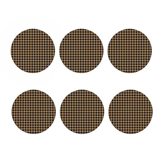 Brown And Black Houndstooth Print Coaster Set