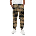 Brown And Black Houndstooth Print Cotton Sweatpants